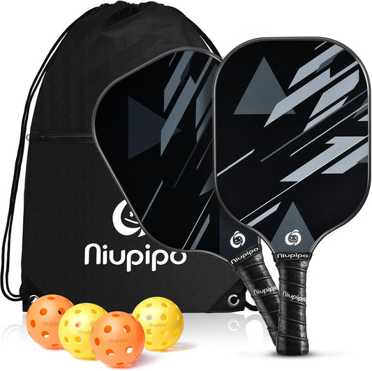 Pickleball Paddles Set of 2 or 4, USAPA Approved Fiberglass Pickleball Paddle Set with Balls and Bag, Polypropylene Honeycomb Core, Lightweight Pickleball Paddles for Beginners Men Women
